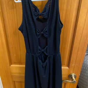 Navy Blue skater dress, bowed back